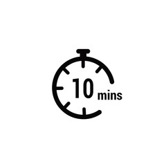 10 Minutes Clock Icon white design background.