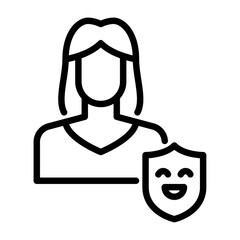 
actress avatar outline icon. actress black line illustration.