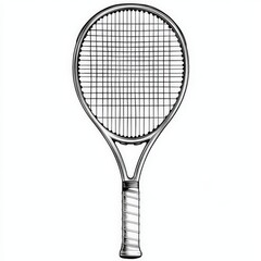Tennis racket icon designed in linear art style, perfect for sports graphics and applications to represent tennis activities