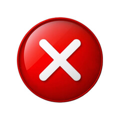 Obraz premium Red Cancel Button Icon - Glossy Circular Design with White 
