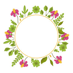 Vector Floral Frame with Space for Text. Spring Botanical Illustration for Cards and Invitations and Logos.