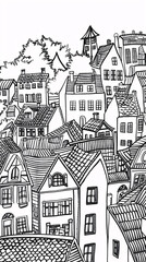 To create multiple line art drawings of residential Building