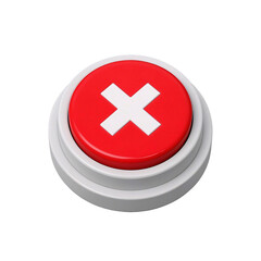 Obraz premium Red Error Button Icon - 3D Glossy Circular Symbol with White 