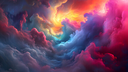 clouds in vibrant colors forming an ethereal surreal landscape 