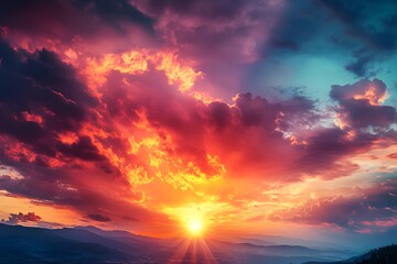 Fototapeta premium Golden Horizons A breathtaking sunset bathed in vibrant hues and gentle light