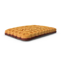 3D Close-up of a delicious rectangular cookie with a detailed design and layered texture. This delicious oatmeal cookie with chocolate chips is a perfect sweet treat.