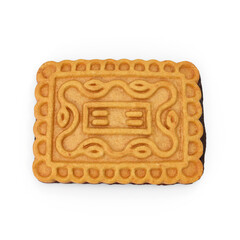 3D Close-up of a delicious rectangular cookie with a detailed design and layered texture. This delicious oatmeal cookie with chocolate chips is a perfect sweet treat.