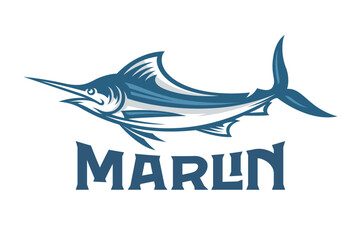 Marlin fishing logo vector illustration. Swordfish fish	
