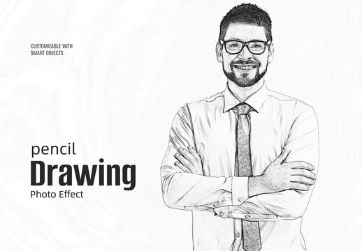 Pencil Sketch Photo Effect Mockup