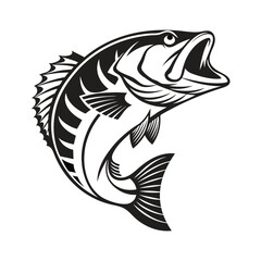 snapper fish, big bass fish design art silhouette sector, icon logo illustration