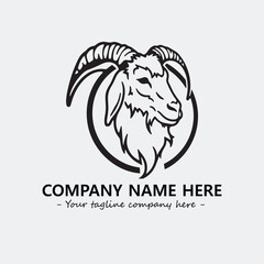 Head of goat illustration black and white for logo company vector image
