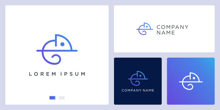 Minimalist chameleon logo design template