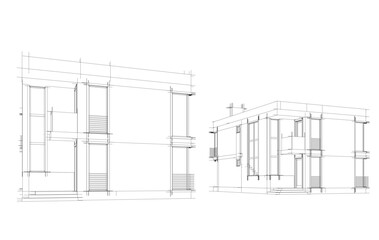 Architectural drawing of a modern house