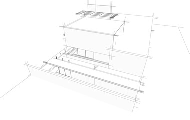 Architectural drawing of a modern house