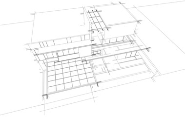 Architectural drawing of a modern house