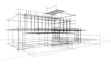Obraz premium Architectural drawing of a modern house