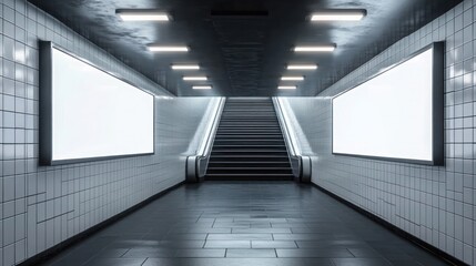 Ascending from the Depths: A Journey Through the Tiled Passageway of Luminous Contrasts