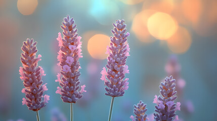 Obraz premium Close-up photography of a cluster of lavender flowers, their tiny purple blossoms standing out against a blurred background, evoking a sense of calm and serenity.