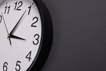 Close-up of a wall clock. The concept of time and work time is valuable for life, Alarm clock...