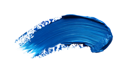 Blue Paint Brush Stroke on Transparent Background - Professional Hand-Painted Design Element for Creative Projects