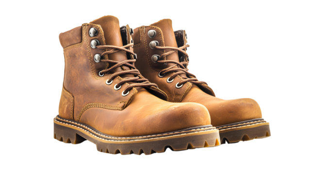 Lug Sole Boots Standing Boldly on a Clean White Background for Professional Displays