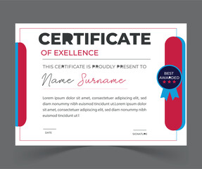 modern certificate ofc excellence award design.