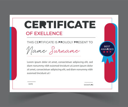 modern certificate ofc excellence award design.