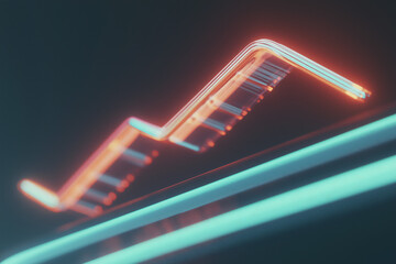 Illuminated Growth Curve: An abstract representation of growth and progress, illuminated by vibrant neon lights that trace the upward trajectory, symbolizing potential and advancement.