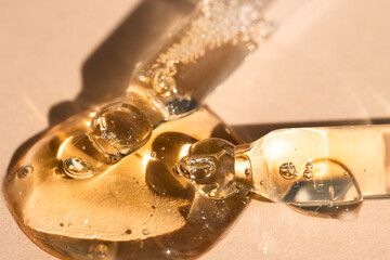 Two droppers with essential oil, emulsion for massage, spa, aromatherapy.