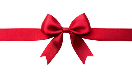 Elegant Red Ribbon Bow Tied Perfectly on Clean White Background - 3D Render