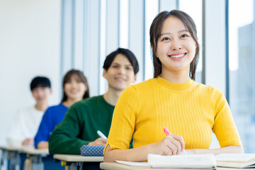 大学生, 大学, 学生, 生徒, 日本人, 人物, 若い, 笑顔, 男性, 女性, 男女,...