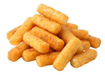 Pile of tasty cheese sticks isolated on transparent background Generative Ai.
