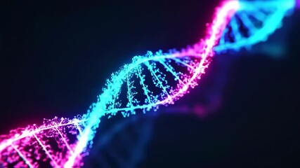 Abstract animation human DNA made of glowing particles, genetic biotechnology medical concept - Powered by Adobe