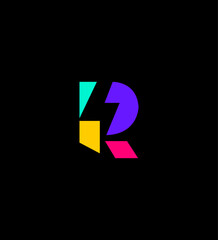 Obraz premium Abstract Colorful Geometric Letter R Logo Design Concept