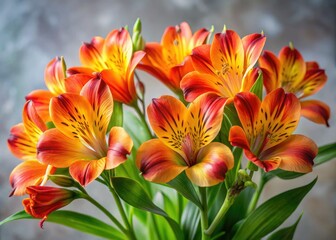 Fototapeta premium Minimalist Alstroemeria: a fiery Indian Summer blend of orange, red, and yellow.