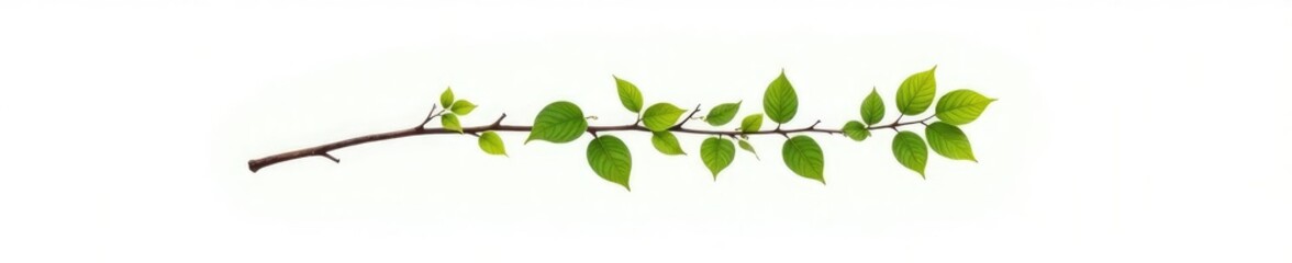 Obraz premium Single branch on white background with leaves, twig, tree, woody