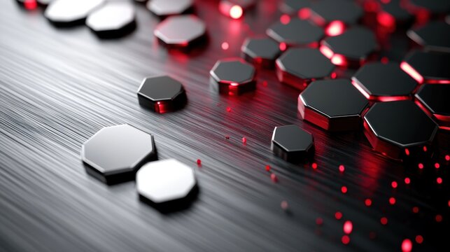 Abstract rendering showing hexagonal shapes and illuminating red highlights