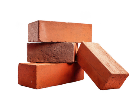 Red bricks isolated on a white background, png
