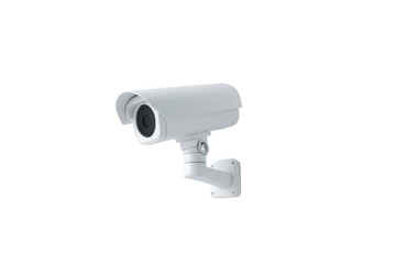 a CCTV camera on a white background, with a white color theme, png