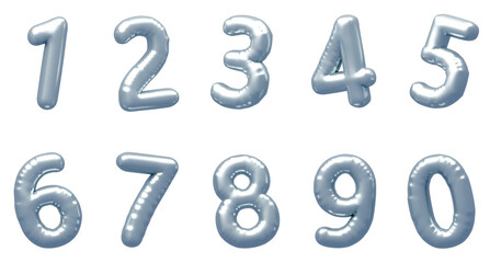 3D画像_風船_数字_シルバー