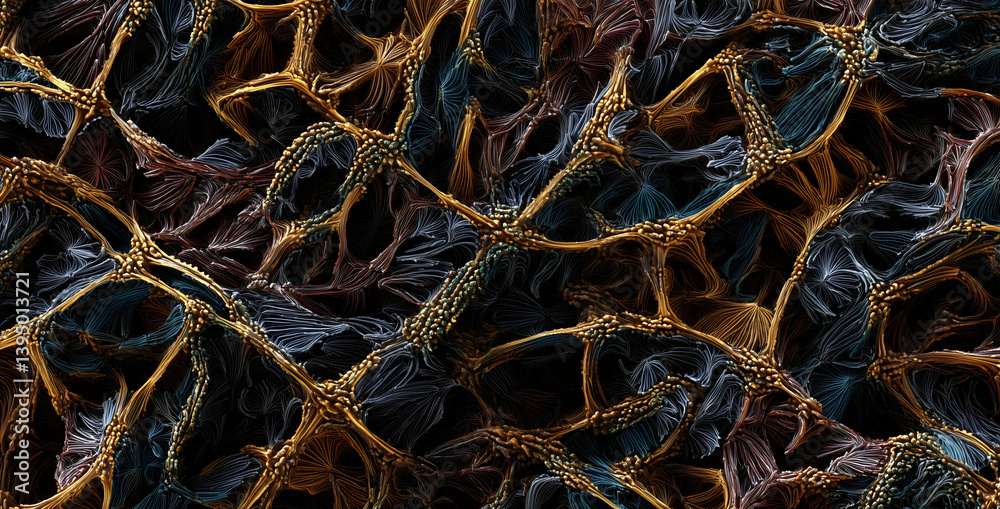Wall mural interconnected network web mesh net lattice grid structure connection cell strand fiber thread