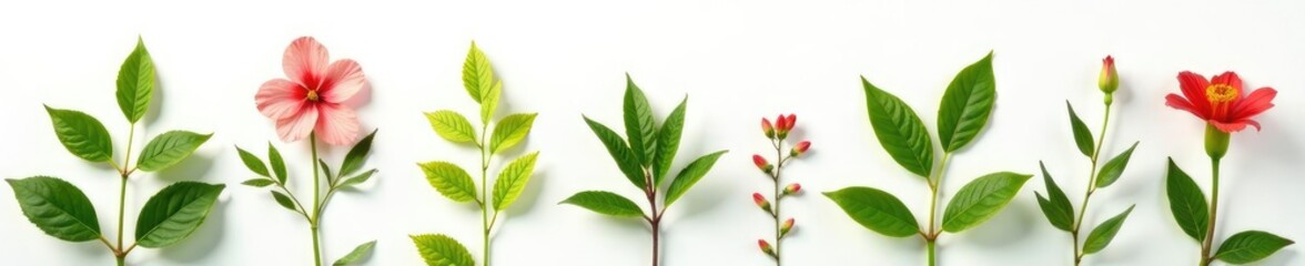 Solo botanical specimen against a clean white background, botanical, leafy, nature