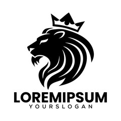 Royal heraldic lions. Black silhouette of rampant lion and griffins for logo or coat of arms. Premium wild animal crest symbols.