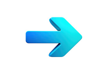 Fototapeta premium Blauer 3D-Pfeil nach rechts als Symbolgrafik PNG mit transparentem Hintergrund