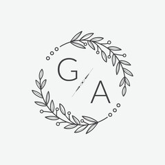 initial monogram wedding with creative circle line