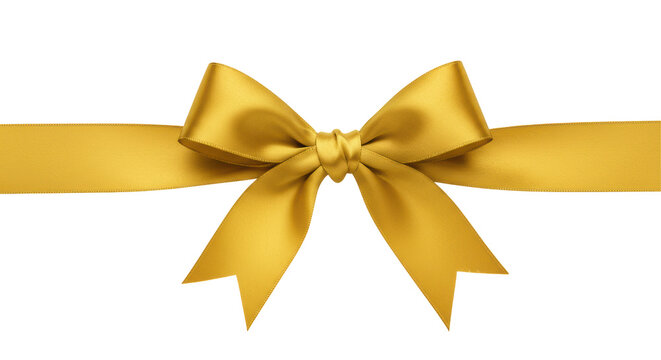 Isolated Golden Ribbon Bow