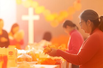 A joyful Christian event with people worshiping