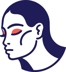 Obraz premium Minimalistic portrait of a woman's face in modern art design