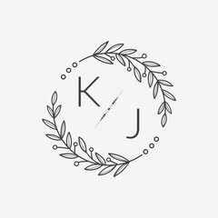 initial monogram wedding with creative circle line