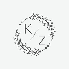 initial monogram wedding with creative circle line